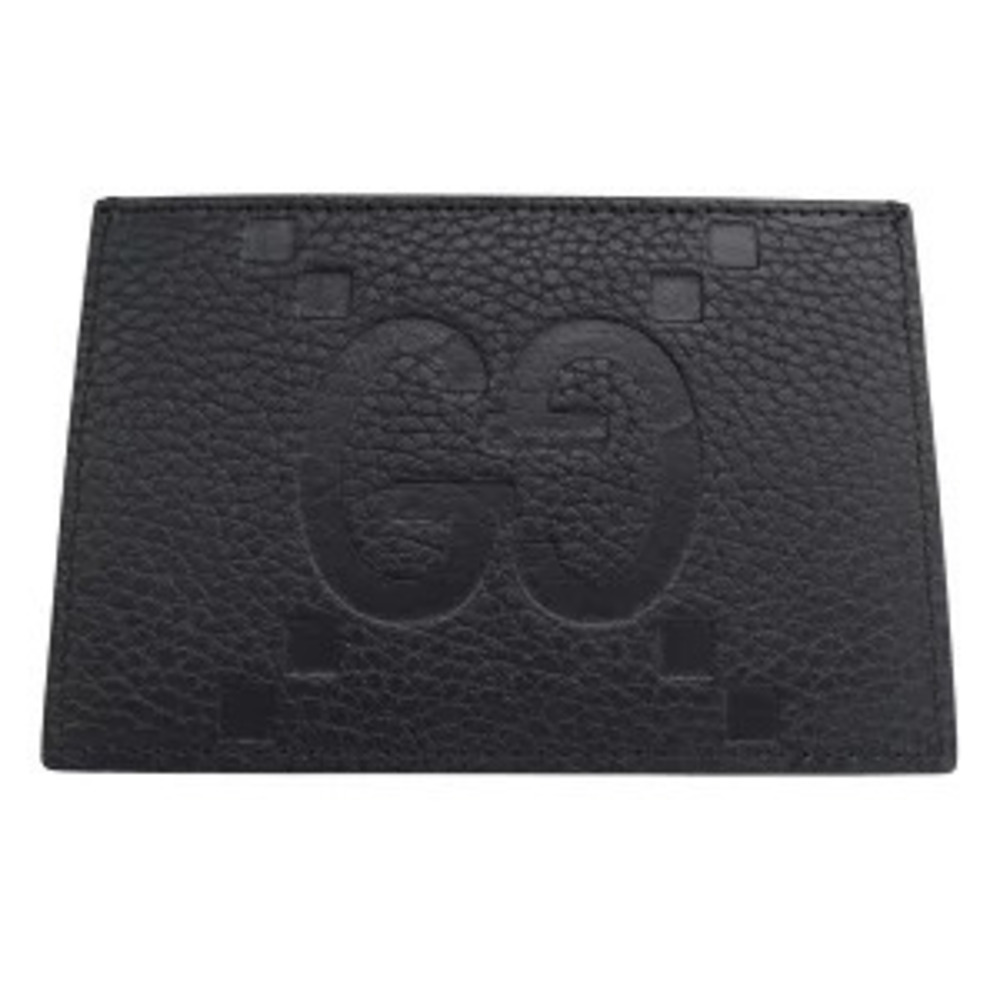 Gucci Card Case Jumbo GG Maxi Leather Black Compact